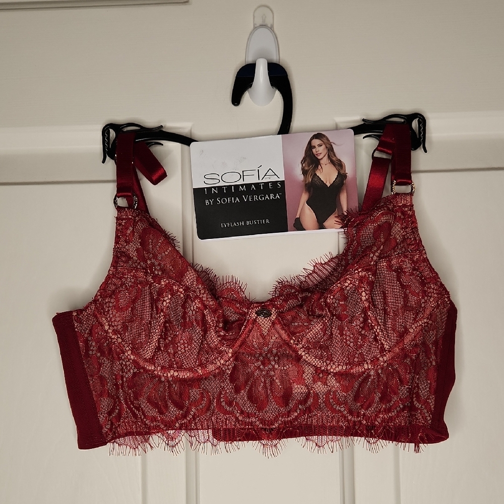 Sofia Intimates by Sofia Vergara Women's Eyelash Lace Bustier Size 34A NWOT